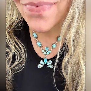 Golden hills turquoise statement sterling silver southwestern necklace